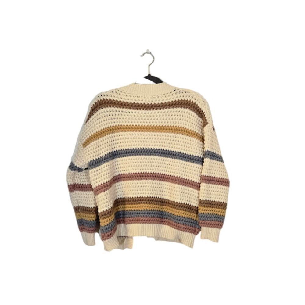 Altar'd State Womens Striped Cardigan Sweater Size S/M Cream Pockets Bohemian - Picture 2 of 7